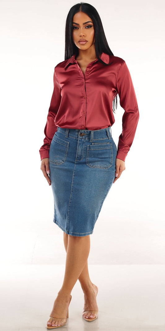 Satin Butt Lift Skirt Look