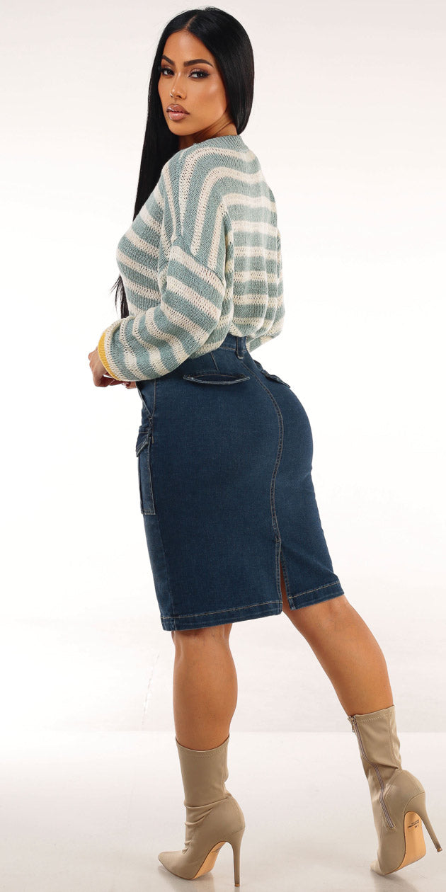 Stripe Butt Lift Skirt Look