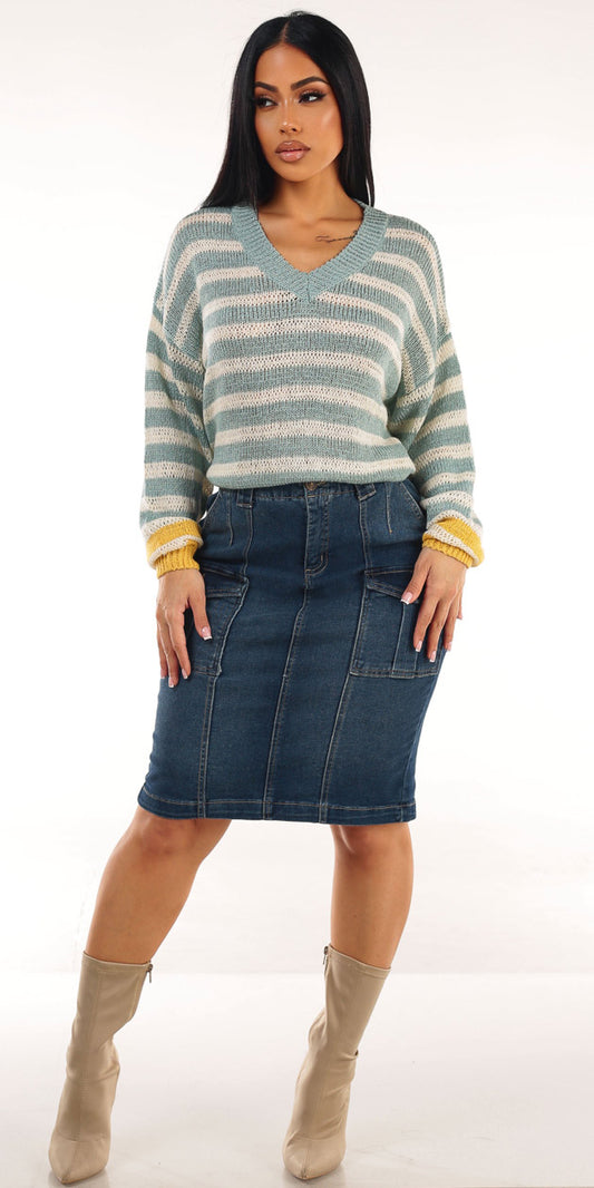 Stripe Butt Lift Skirt Look