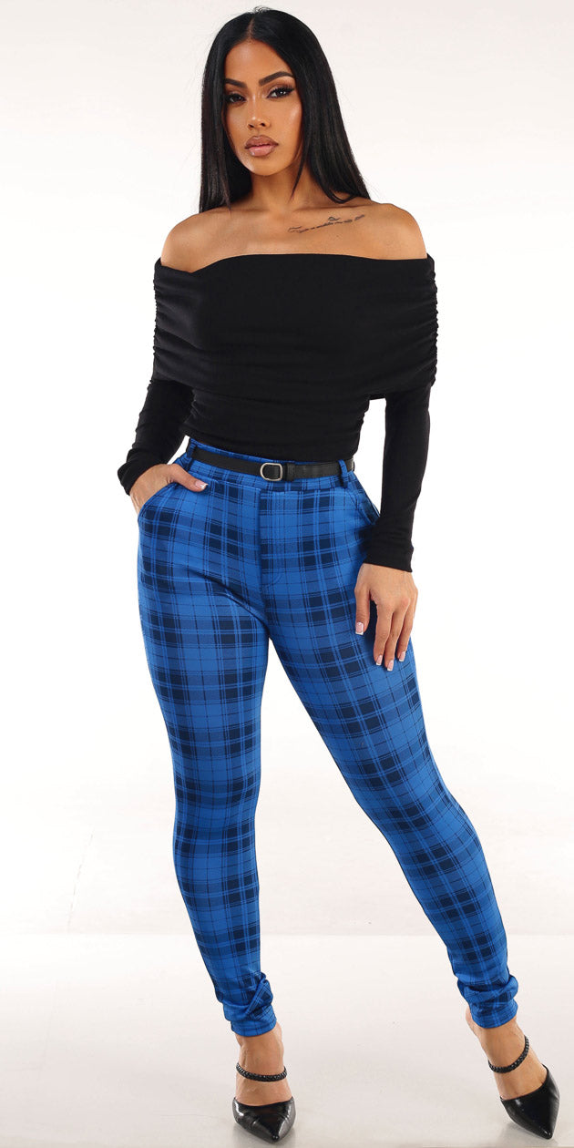 Black Butt Lift Plaid Set