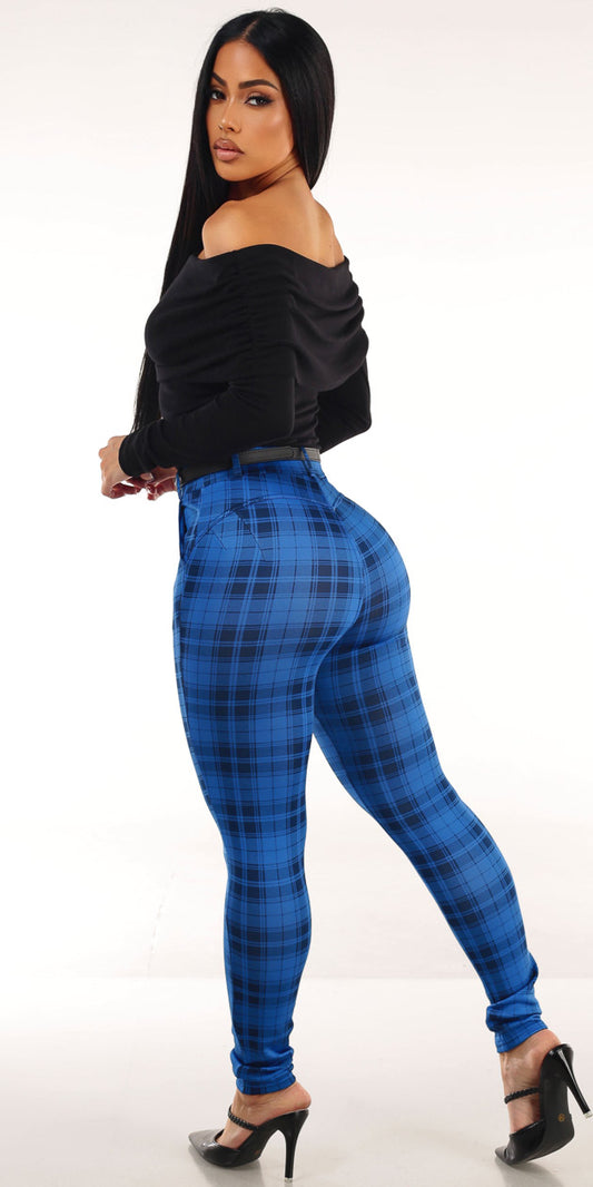 Black Butt Lift Plaid Set