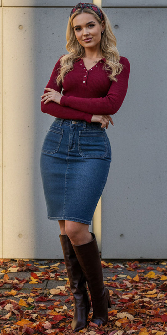 Wine Butt Lift Skirt Combo