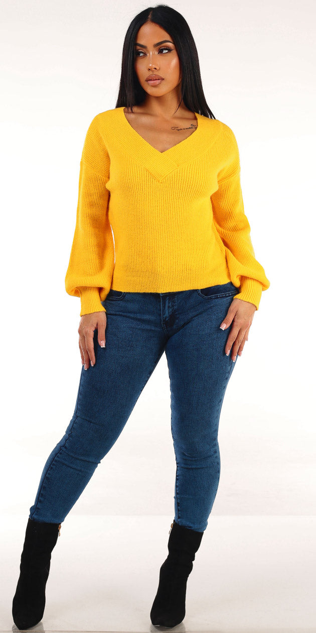 Yellow Butt Lift Denim Look