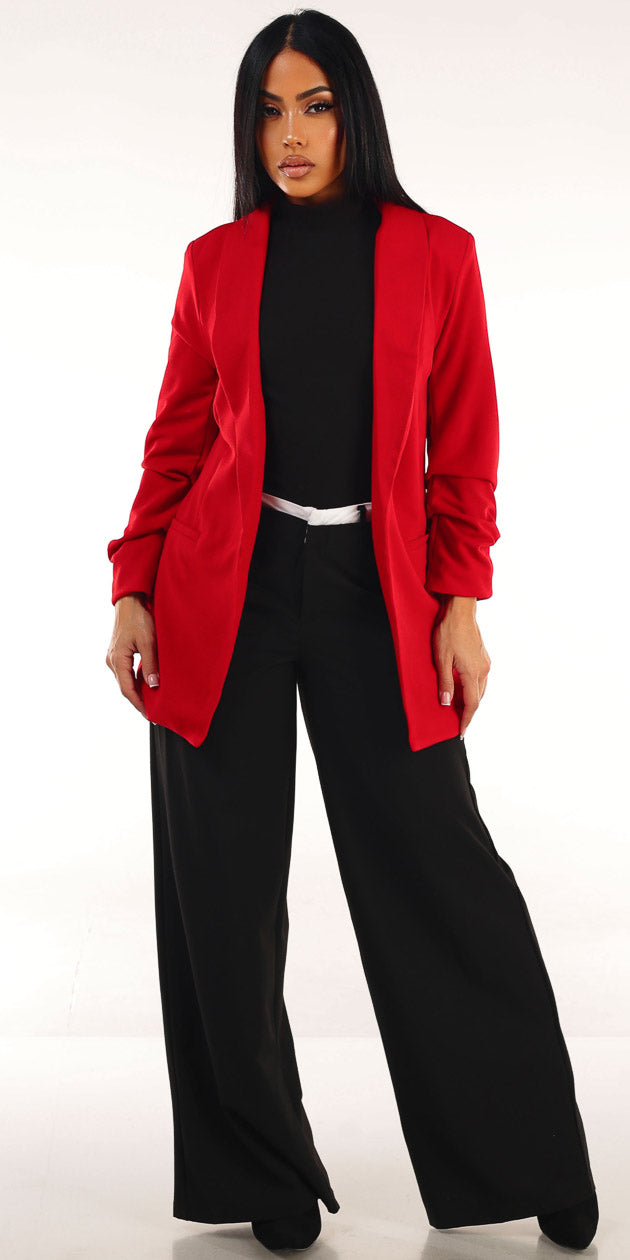Red Turtleneck Wide Pants Trio
