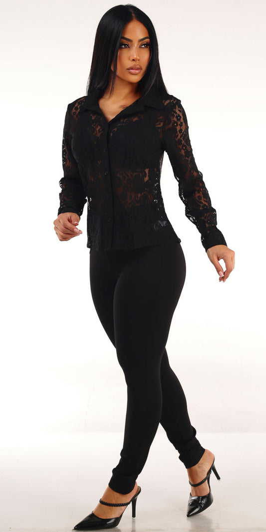 Lace Butt Lift Pants Set