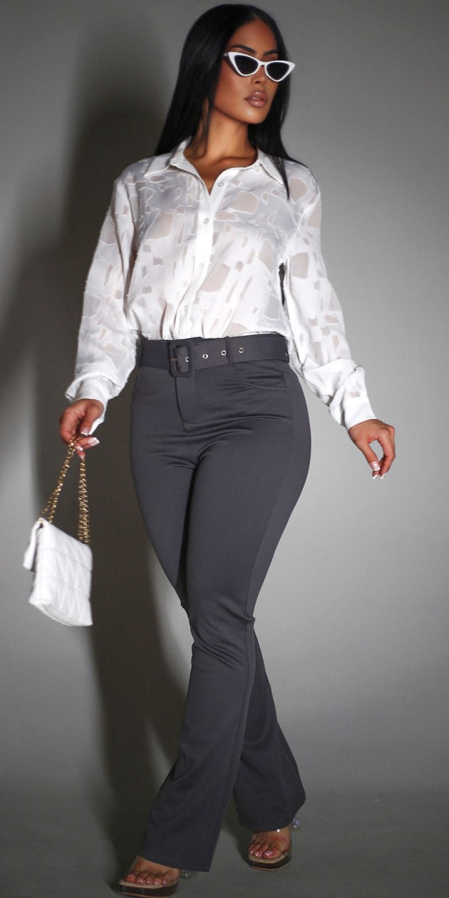 White Butt Lift Pants Set