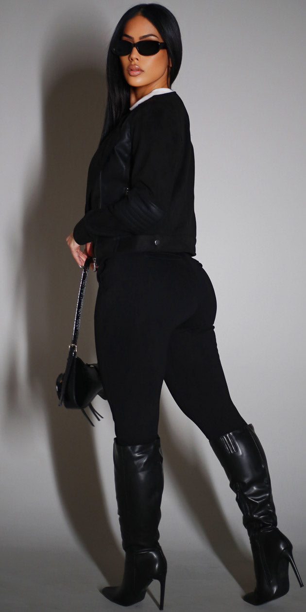 Suede White Butt Lift Pants Trio