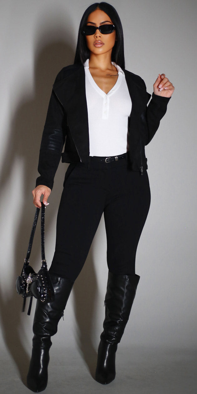 Suede White Butt Lift Pants Trio