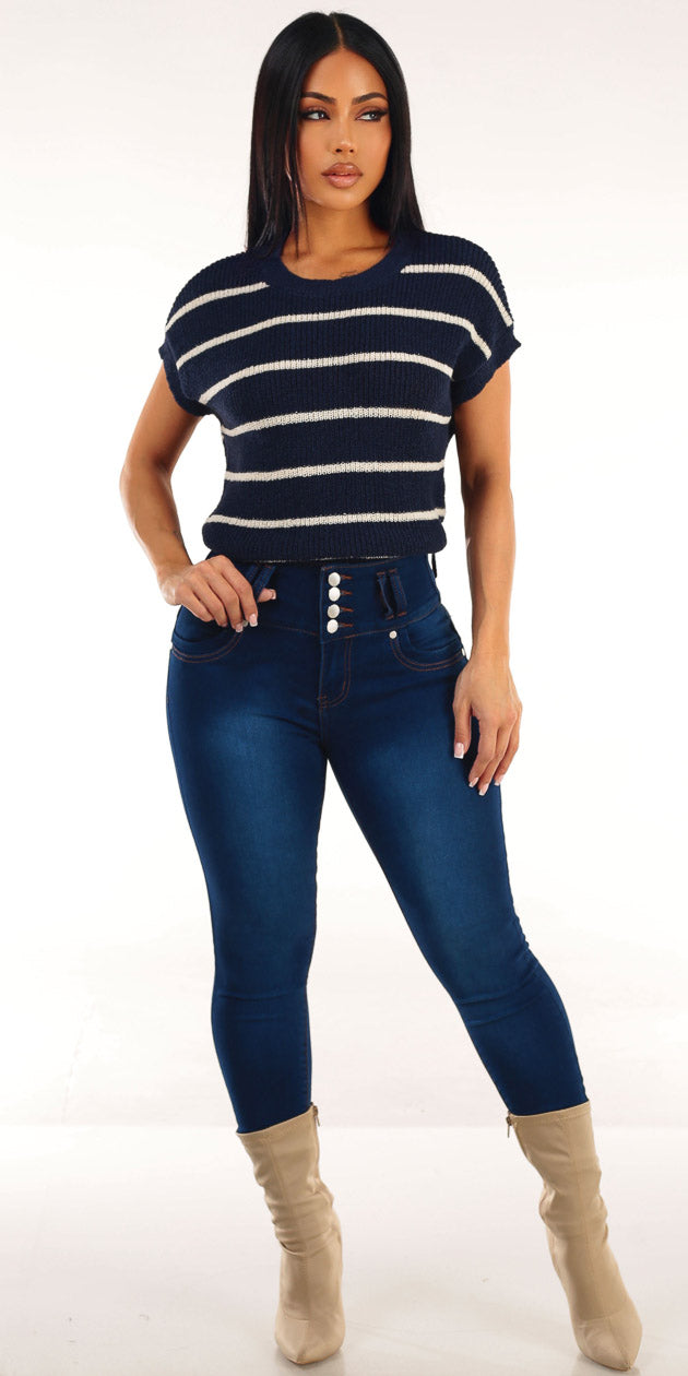 Stripe Butt Lift Denim Combo