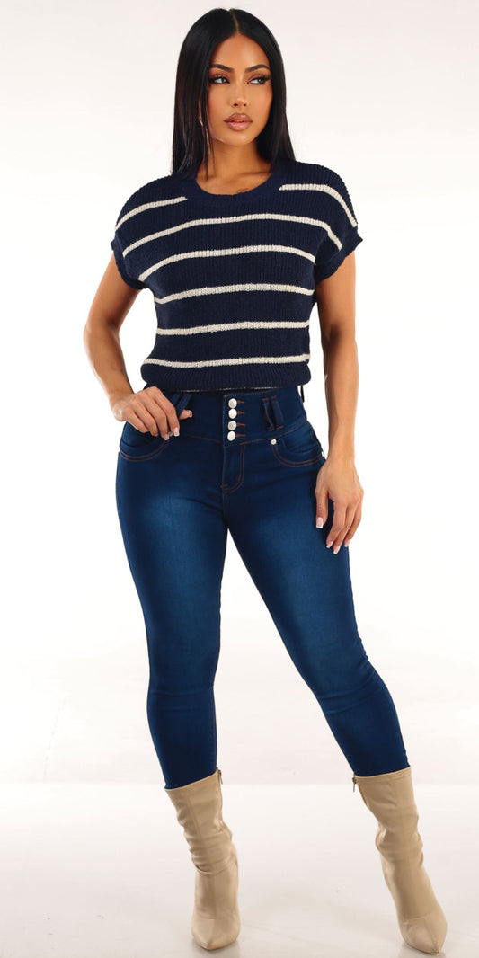 Stripe Butt Lift Denim Combo