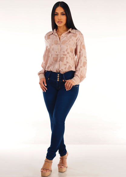 MX JEANS Butt Lifting Dark Wash Mid Rise Skinny Jeans