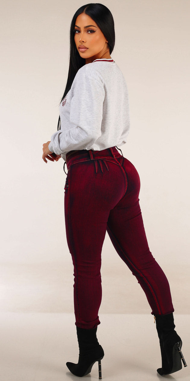 Grey Butt Lift Skinnies Outfit