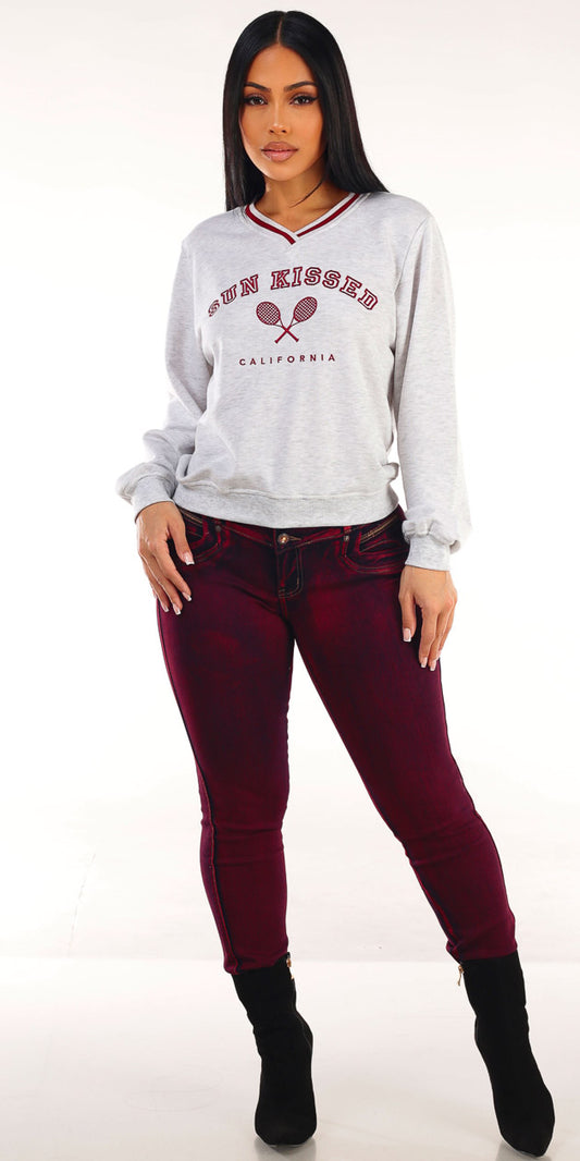 Grey Butt Lift Skinnies Outfit