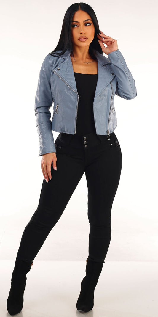 Pleather Butt Lift Denim Trio