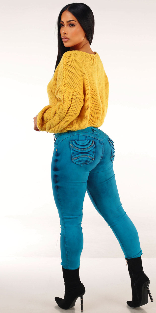 Yellow Butt Lift Skinnies Outfit