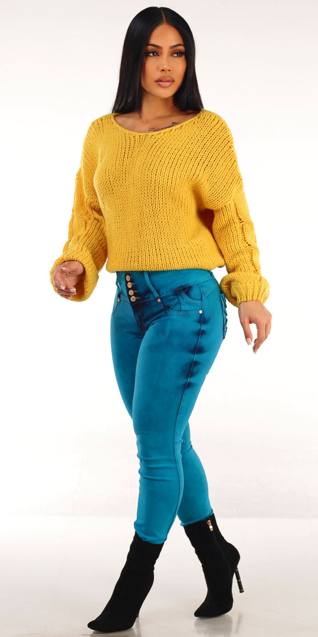 Yellow Butt Lift Skinnies Outfit
