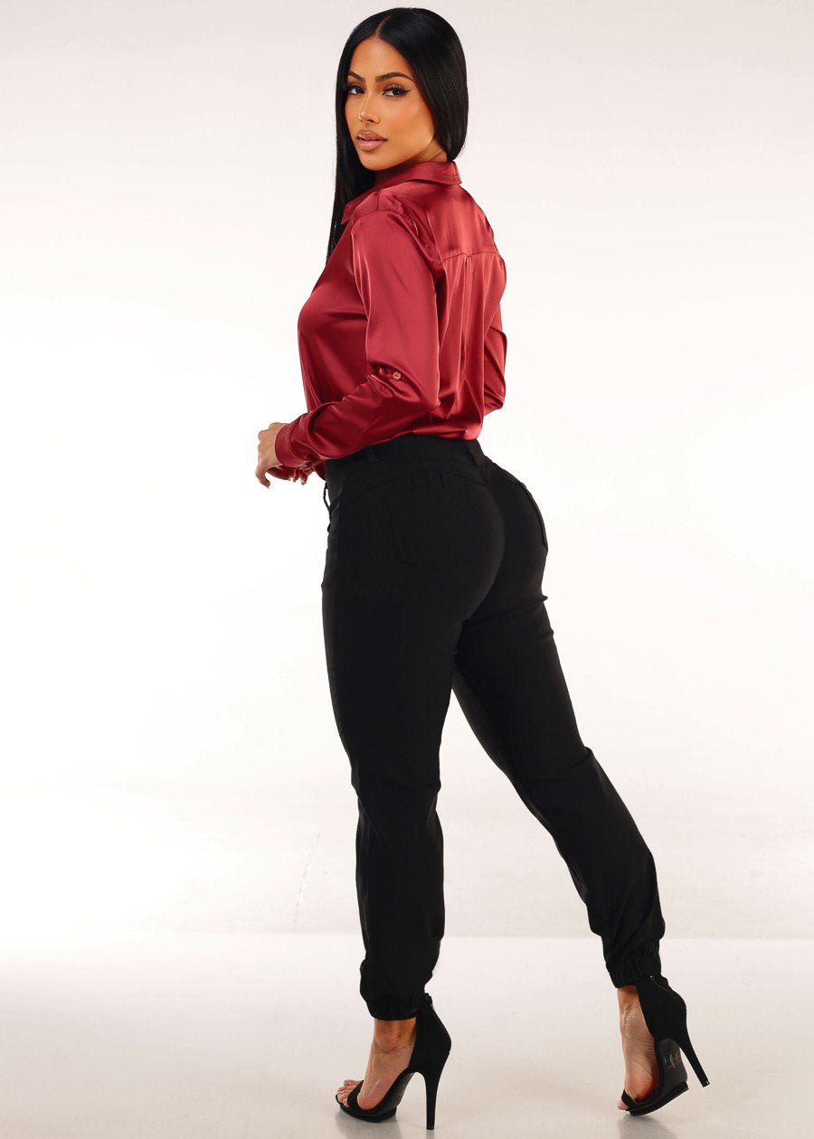 MX JEANS Butt Lift Hyper Stretch Jogger Pants Black