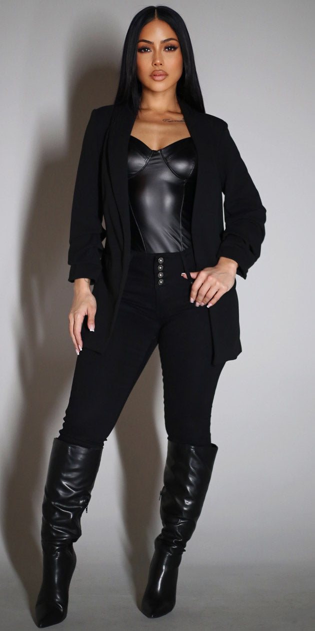 Black Pleather Levantacola Denim Trio