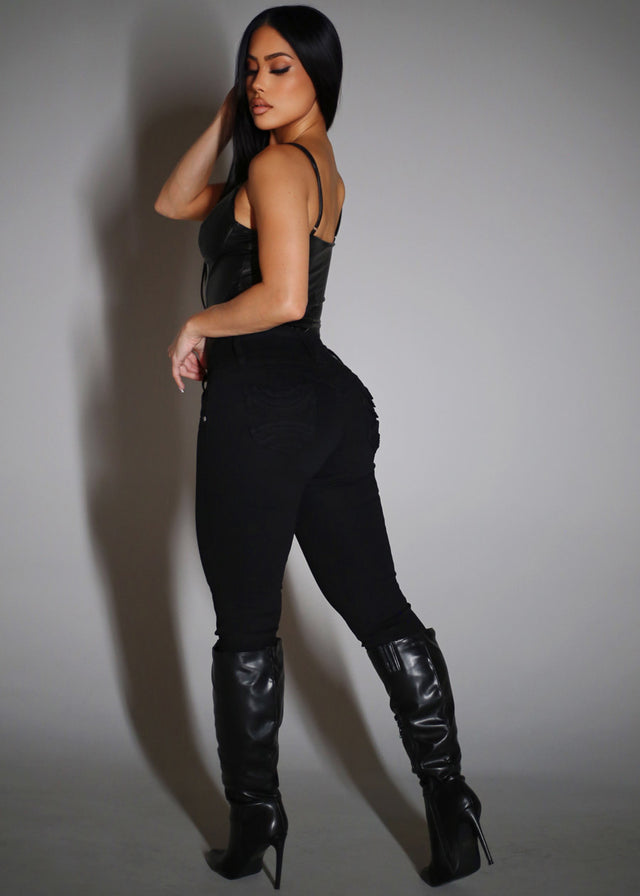 MX JEANS Black Butt Lifting Mid Rise Skinny Jeans with Pockets