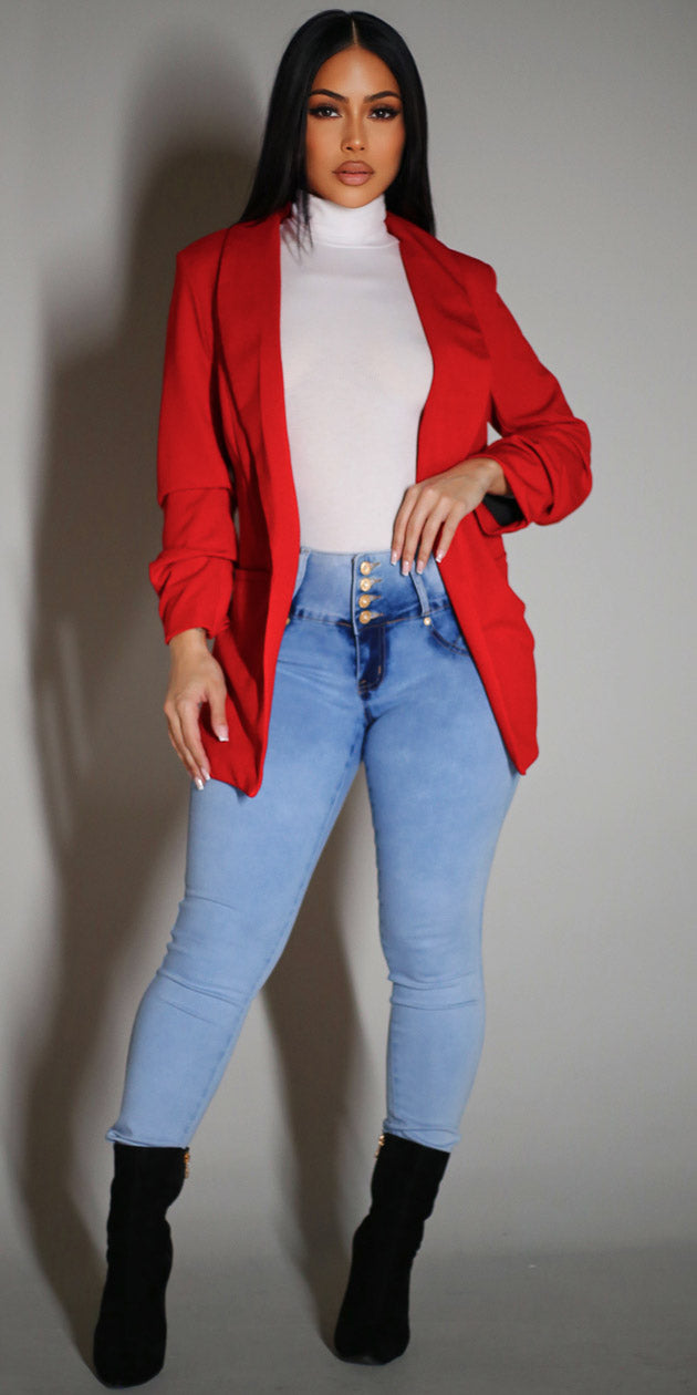 Red Ribbed Levantacola Denim Trio