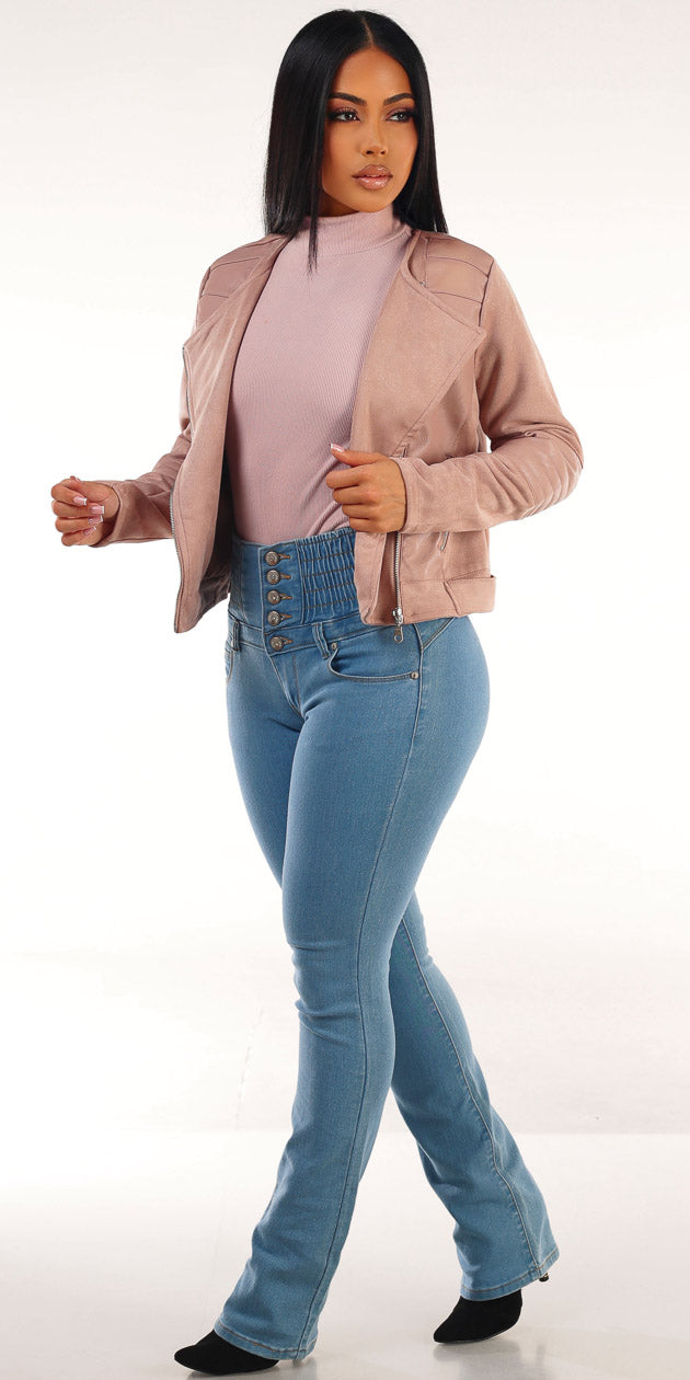 Suede Pink Levantacola Bootcut Denim Trio