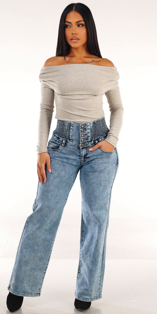 Taupe Butt Lift Denim Look