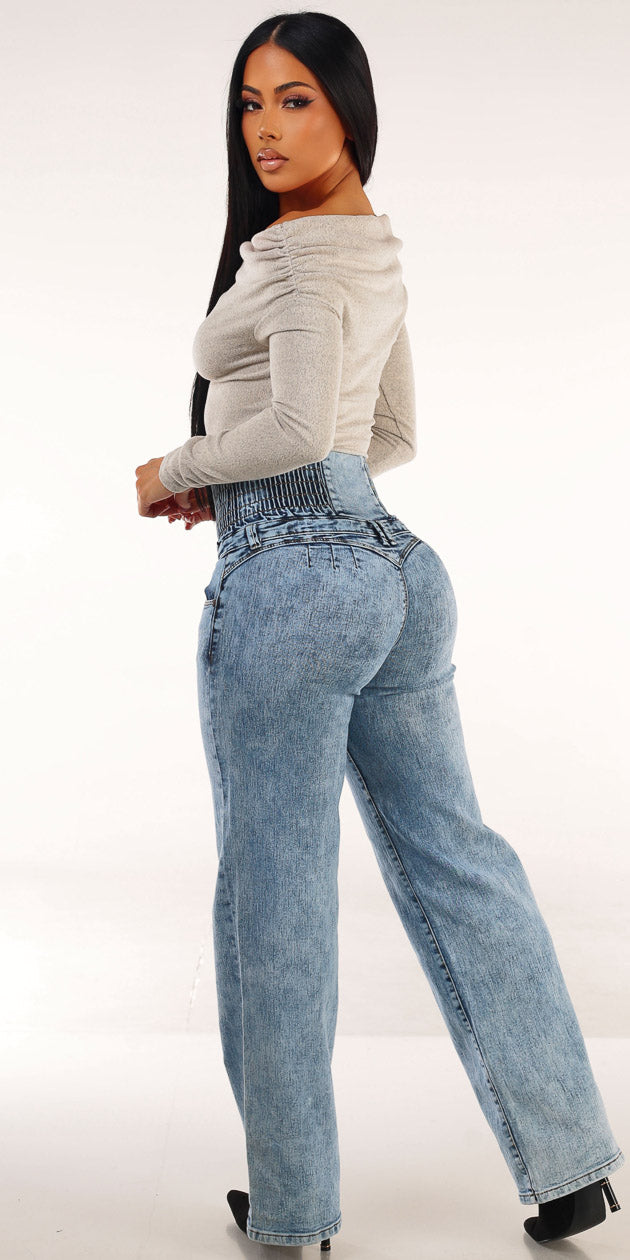 Taupe Butt Lift Denim Look