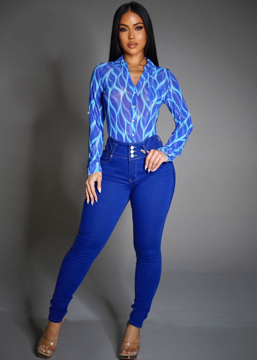 Blue Butt Lift Denim Set
