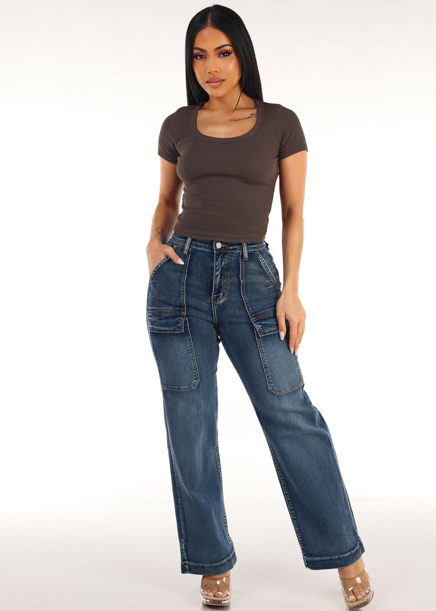 Charcoal Levantacola Wide Denim Look