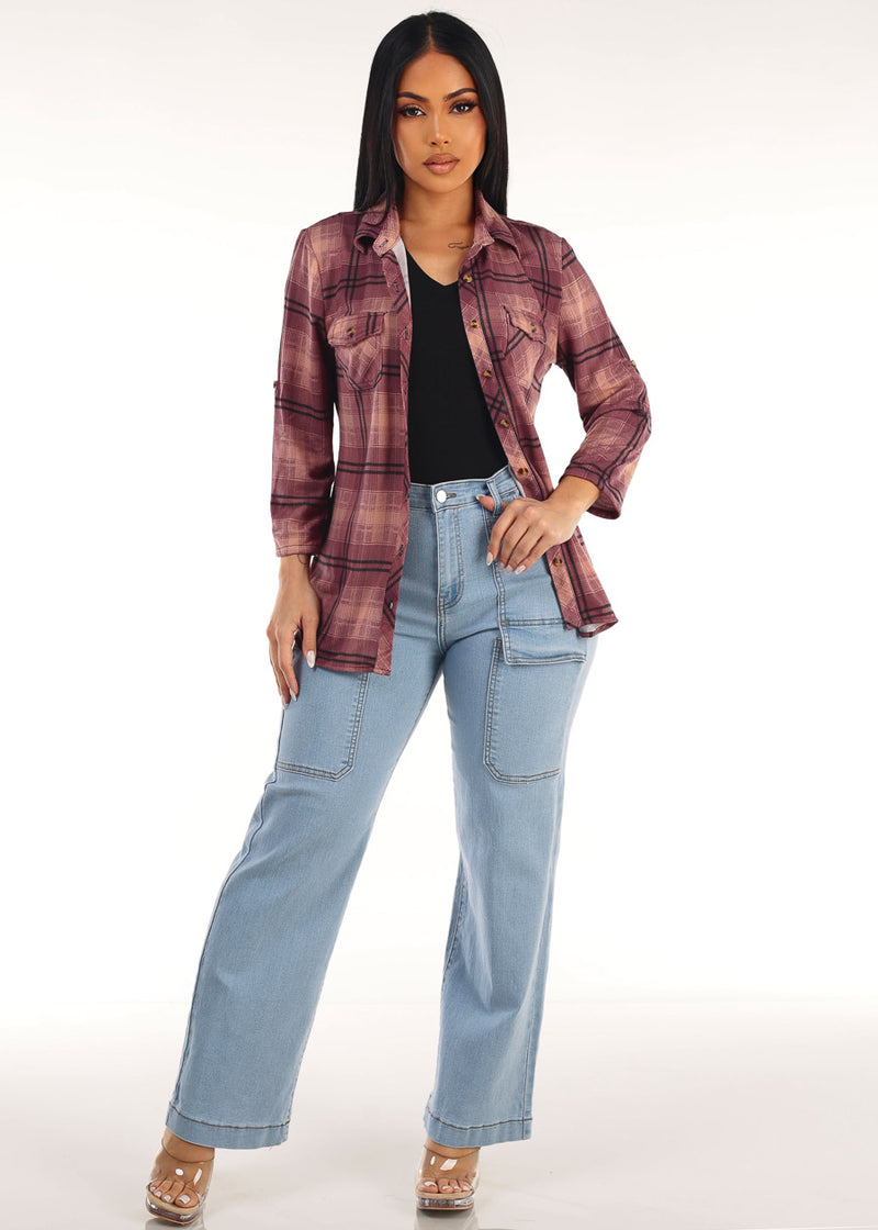 Plaid Black Levantacola Wide Denim Trio