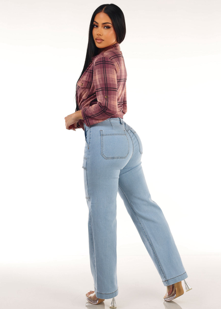 Plaid Black Levantacola Wide Denim Trio