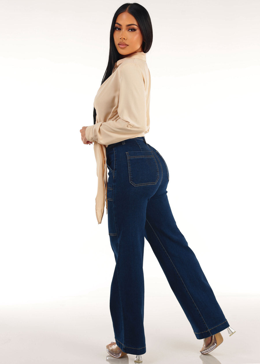 Beige Levantacola Wide Denim Combo