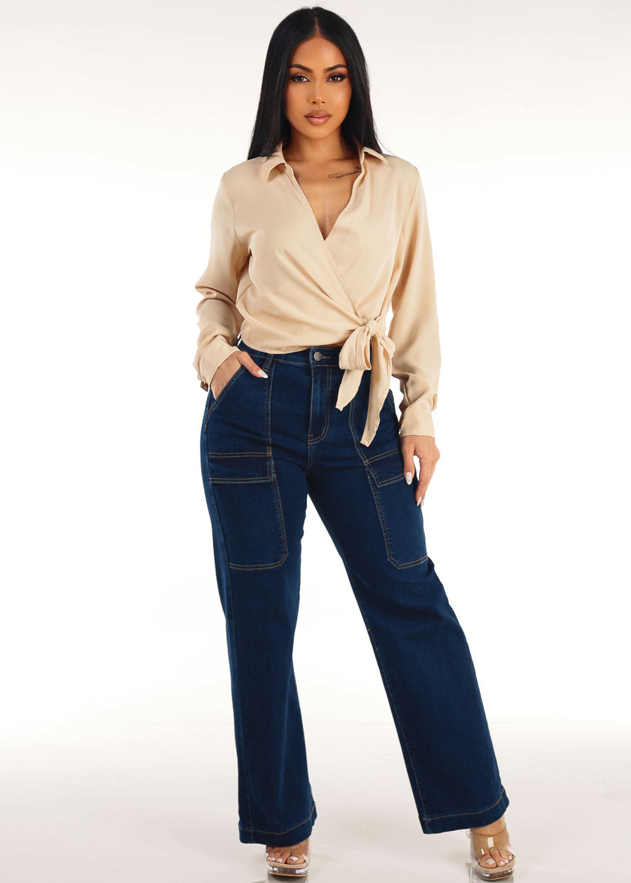 Beige Levantacola Wide Denim Combo