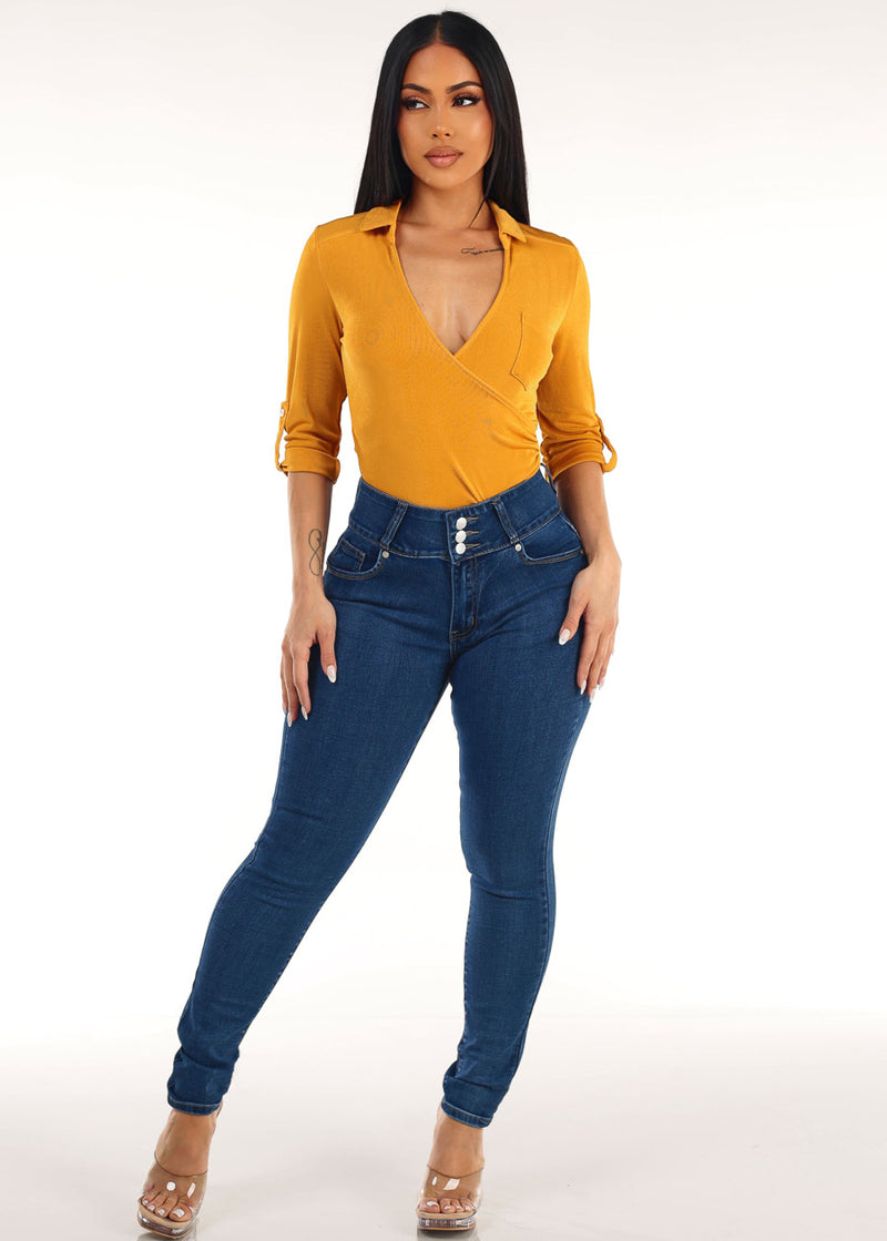 Mustard Butt Lift Denim Look
