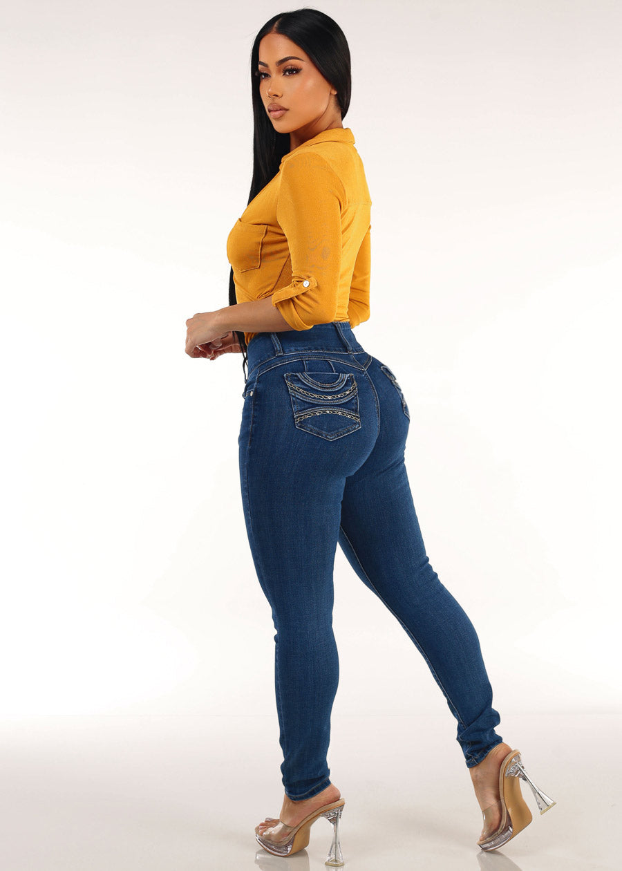 Mustard Butt Lift Denim Look