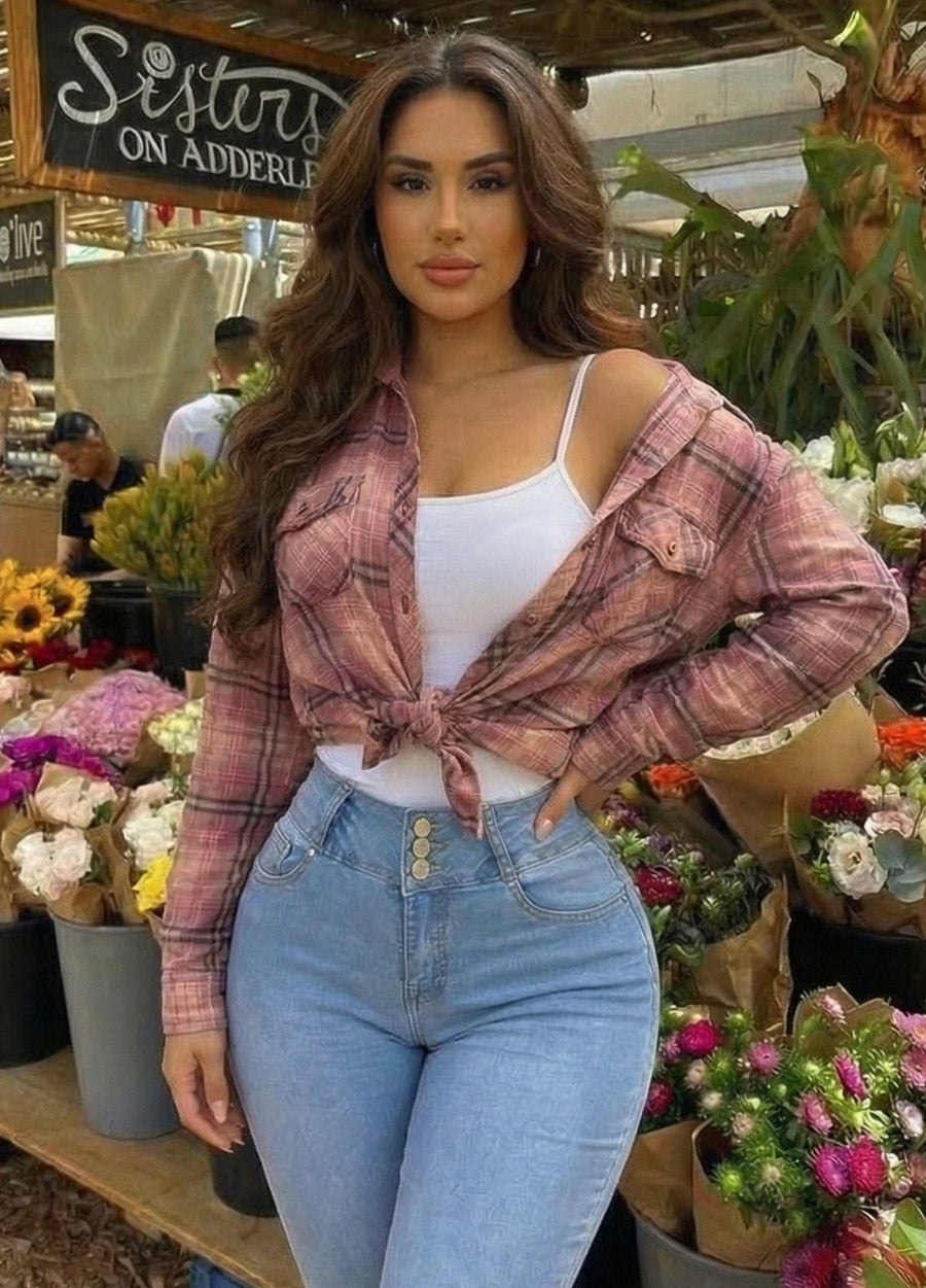 Plaid White Butt Lift Skinnies Trio