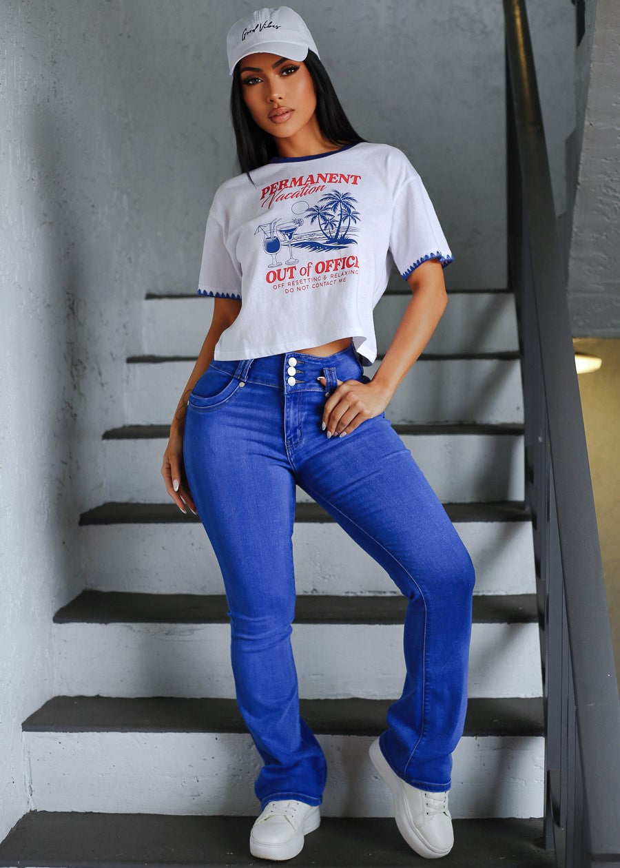 White Levantacola Bootcut Denim Set