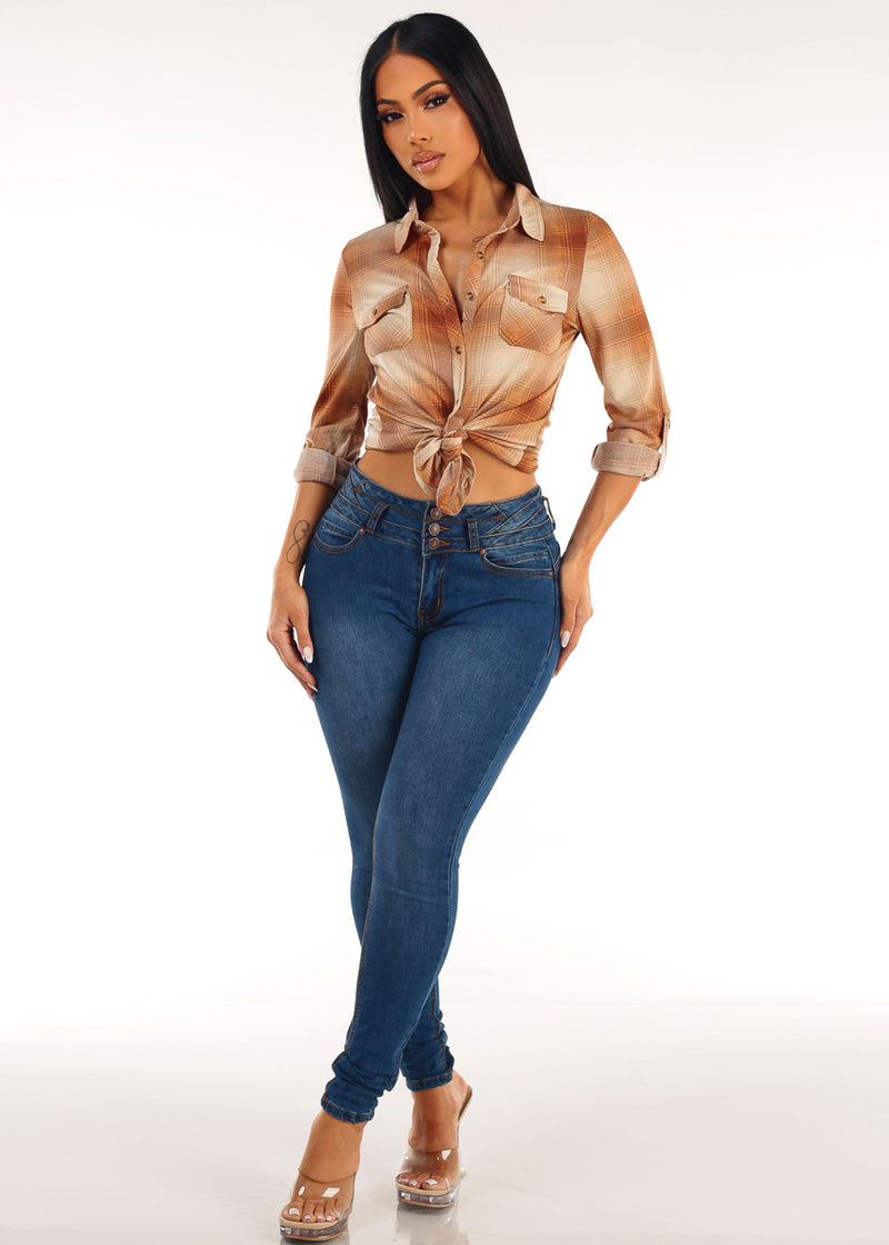 Camel Plaid Levantacola Skinnies Combo