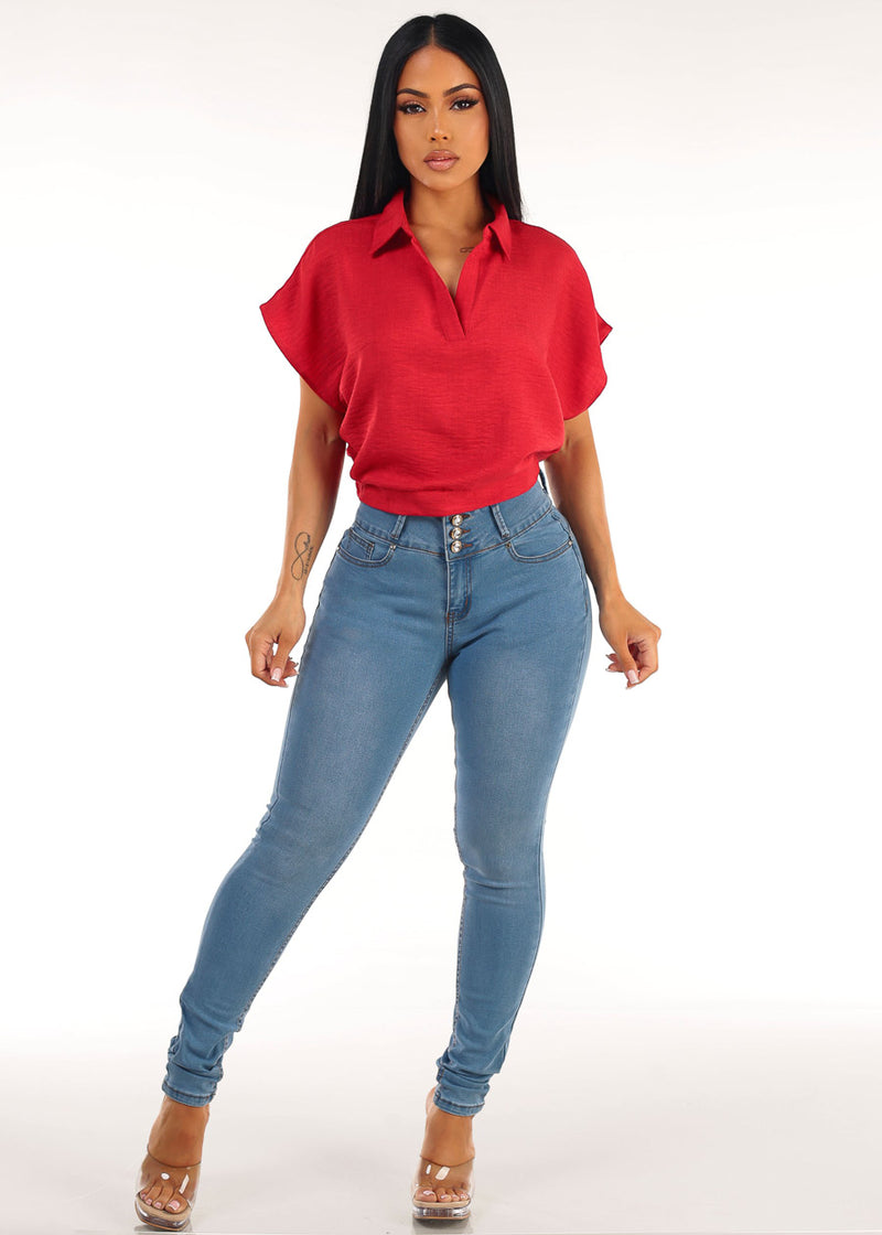 Red Butt Lift Skinnies Look