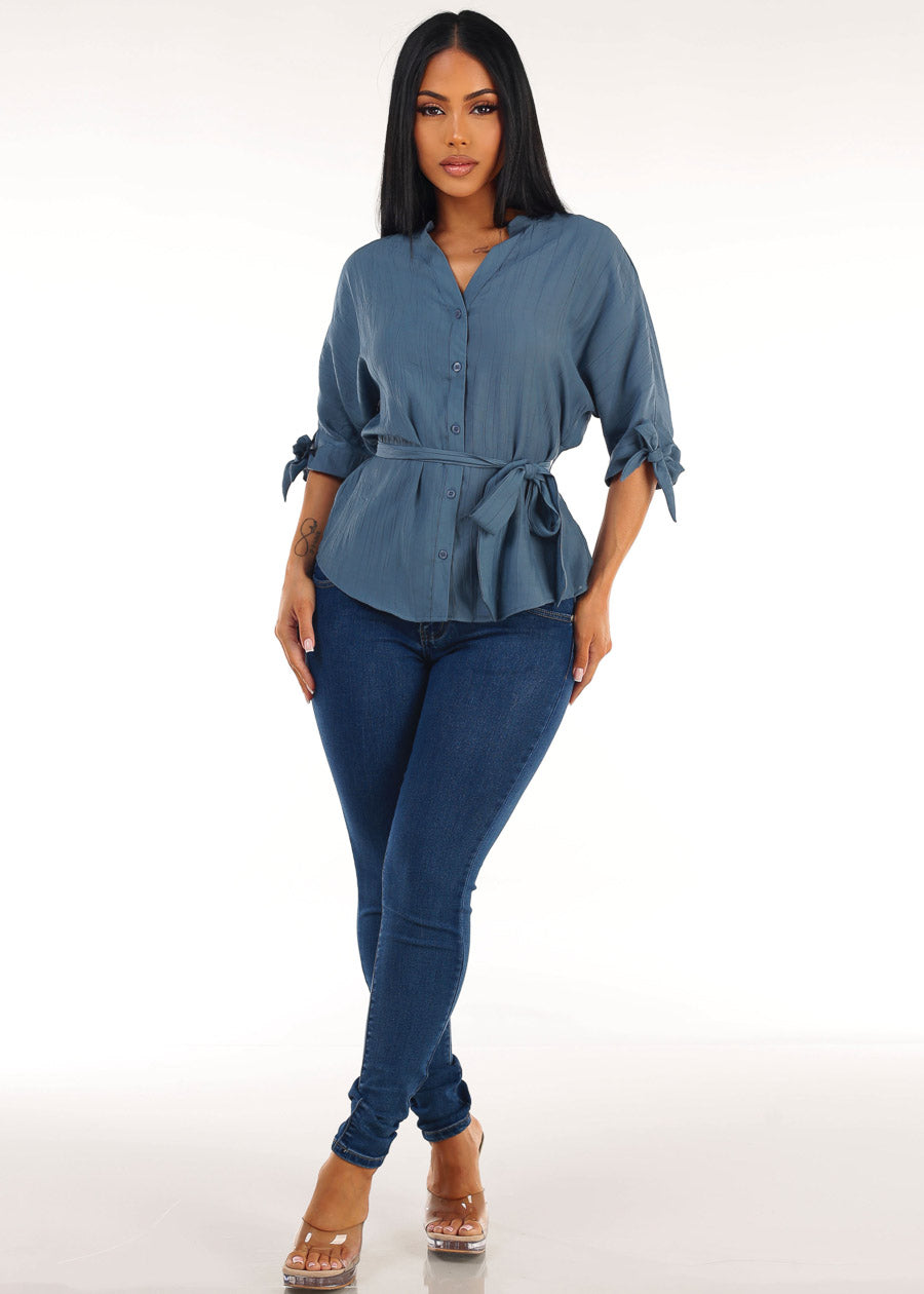 Blue Butt Lift Skinnies Outfit