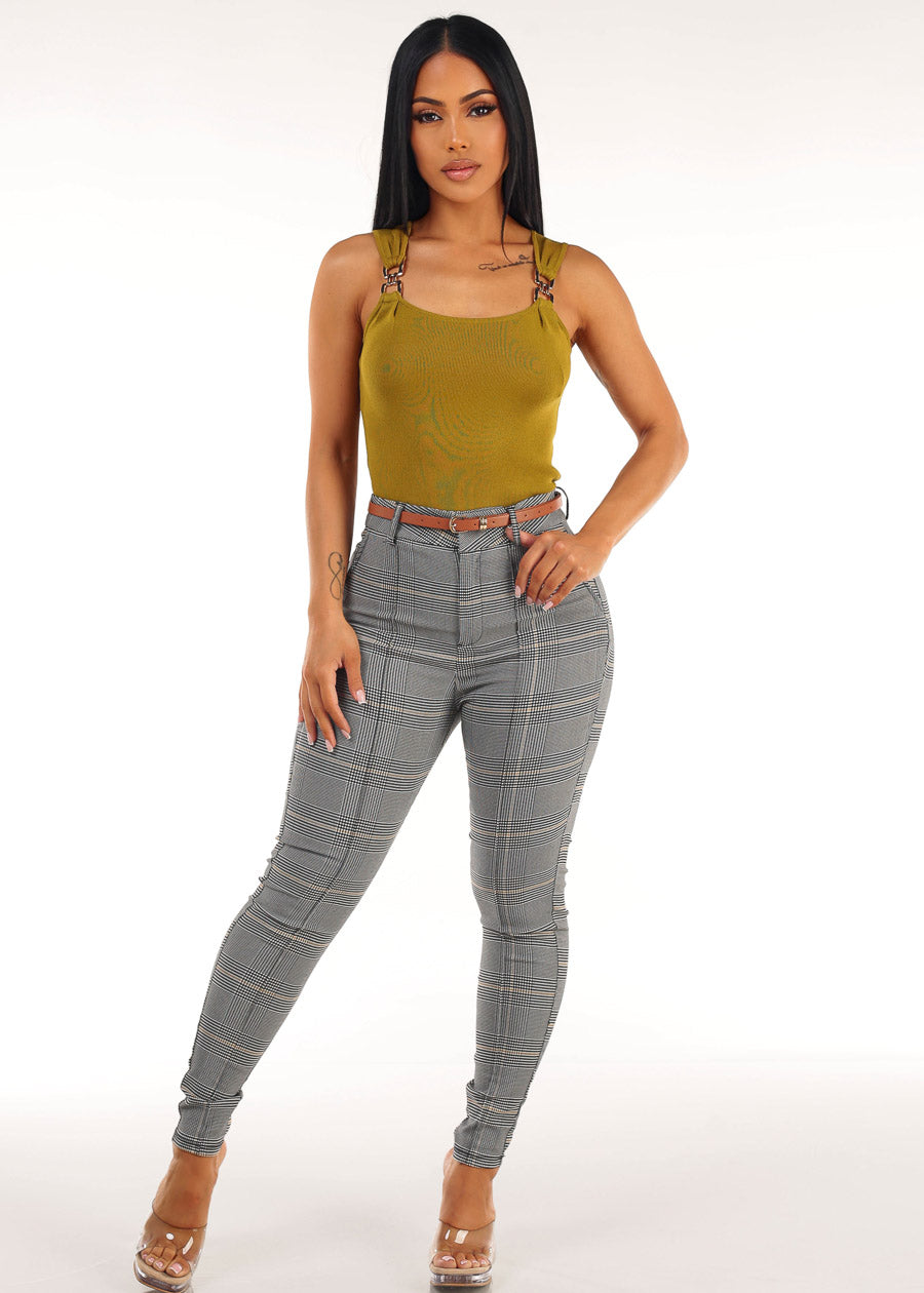 Plaid Green Butt Lift Skinnies Look