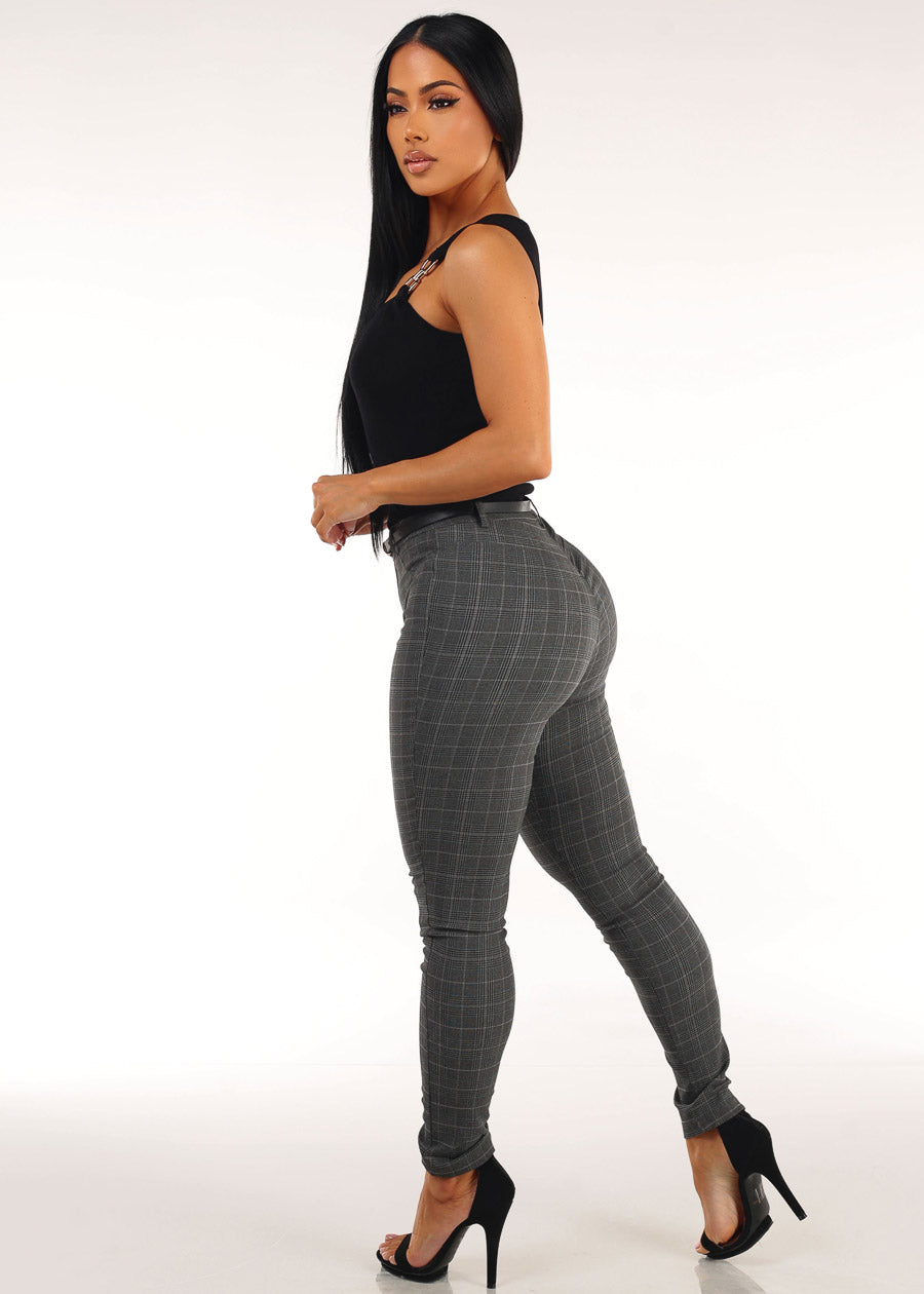 Plaid Black Butt Lift Skinnies Look