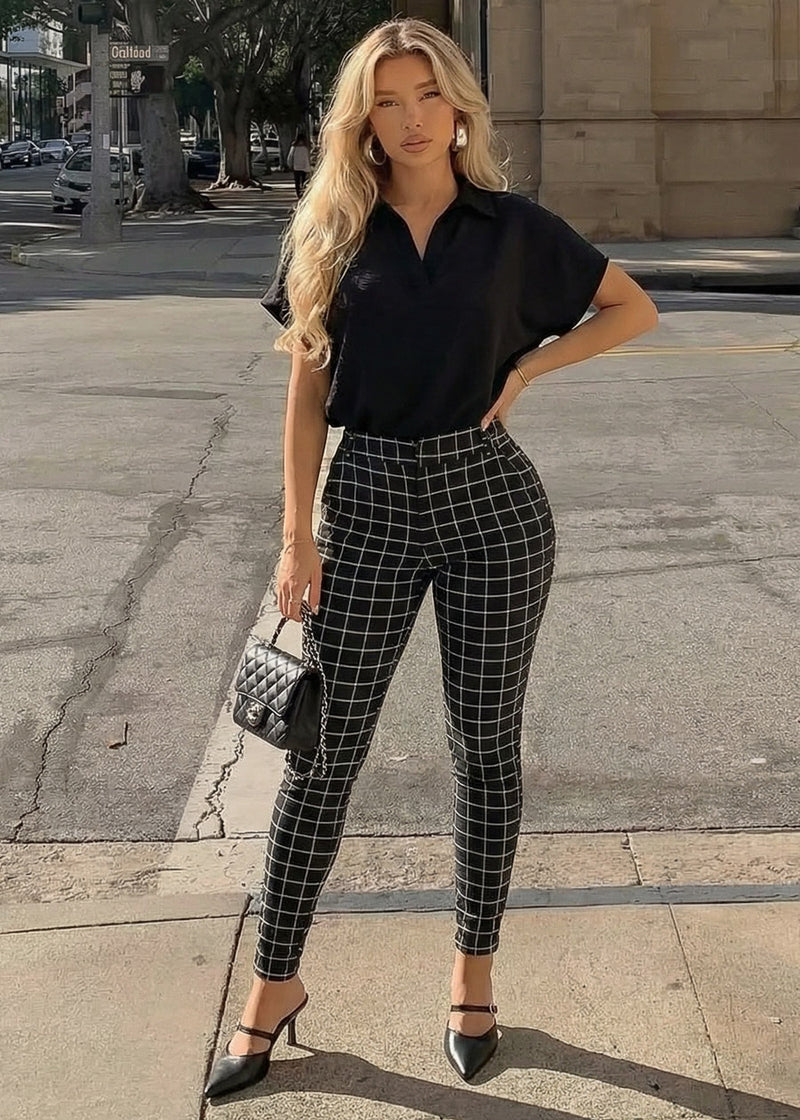 Plaid Black Butt Lift Skinnies Outfit