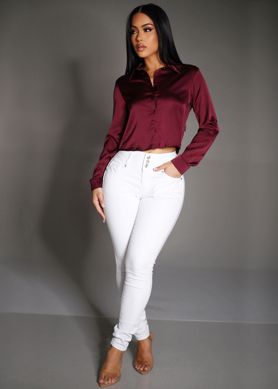 Wine Butt Lift Denim Skinnies Set