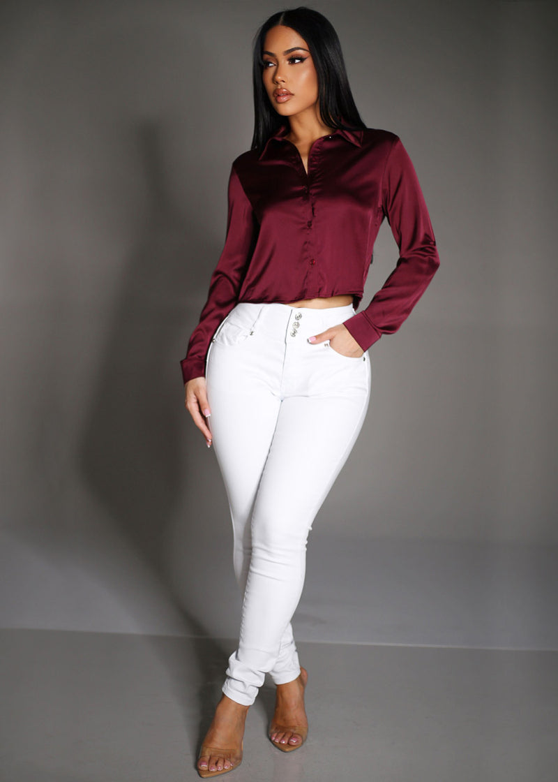 Wine Butt Lift Denim Skinnies Set