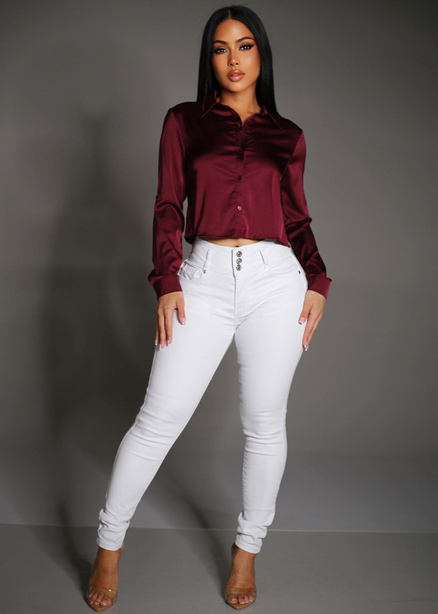 Wine Butt Lift Denim Skinnies Set