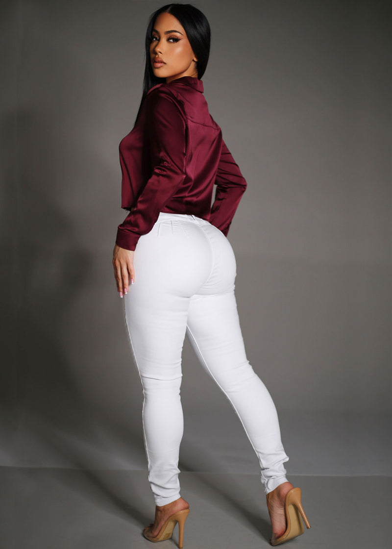 Wine Butt Lift Denim Skinnies Set