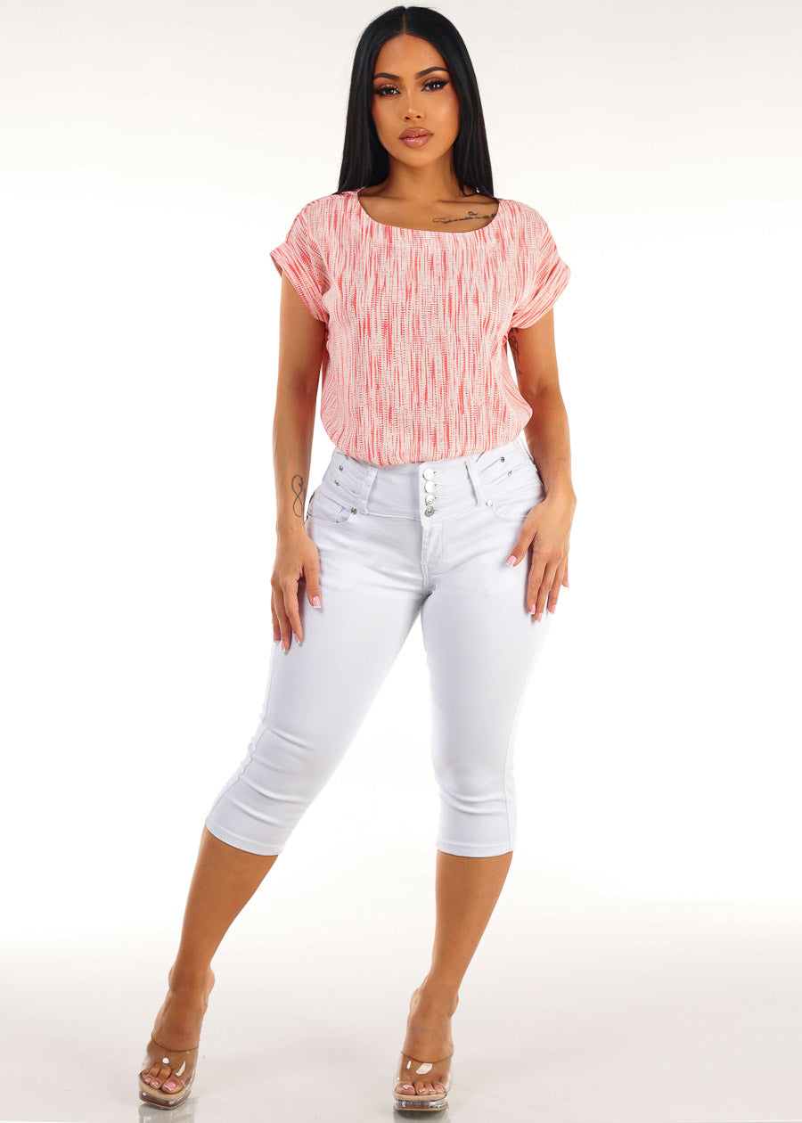 Coral Levantacola Denim Capris Set