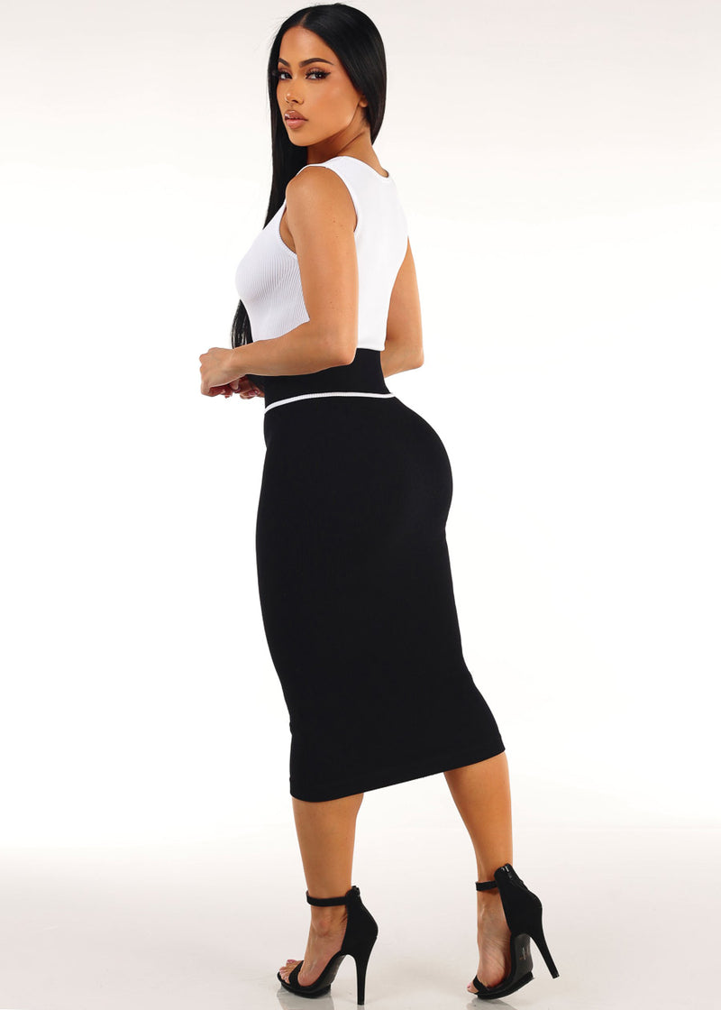 Sleeveless Midi Pencil Skirt Set