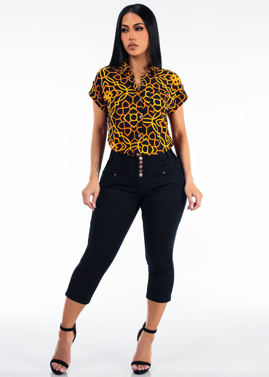 Printed Levantacola Denim Capris Set